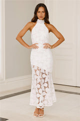 Soft Opulence Embroidered Halter Maxi Dress