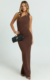 Criselda Maxi Dress One Shoulder Maxi Dress in Chocolate