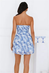 Unique Rose Strapless Mini Dress Blue
