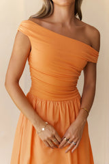 Camellia Charm Off Shoulder Maxi Dress