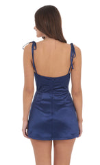 Satin Bodycon Romper in Navy