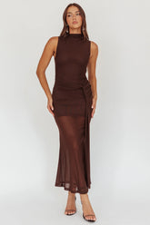 Girl's Night Waist Sash Maxi Dress Chocolate