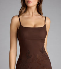 Bring The Romance Rhinestone Rose Mesh Mini Dress