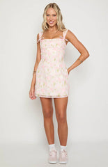 Layla Pink Floral Tie Back Mini Dress