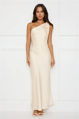 Night Of Distinction One Shoulder Satin Maxi Dress