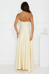 Unspoken Wishes Strapless Satin Maxi Dress