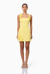 Trompe 3D Mini Dress In Yellow
