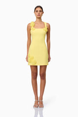 Trompe 3D Mini Dress In Yellow