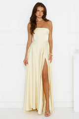 Unspoken Wishes Strapless Satin Maxi Dress