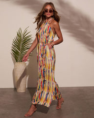 Magic Hour Halter Waist Tie Jumpsuit