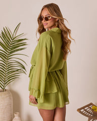 Odessi Tiered Waist Tie Mini Dress