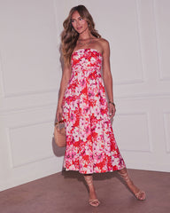Jaycie Floral Strapless Midi Dress