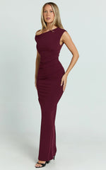Genie Maxi Dress Off The Shoulder Dress in Wine