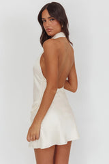 Elarah High Cowl Halterneck Mini Dress Pearl