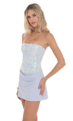 Sequin Draped Waist Dress in Pastel Blue