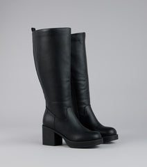Steppin Up Block Heel Knee High Boots