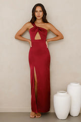 Strong Desire Satin One Shoulder Maxi Dress