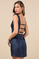 Sophisticated Selection Navy Sleeveless Backless Mini Dress