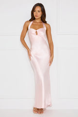 Ambiance Of The Night Halter Satin Maxi Dress