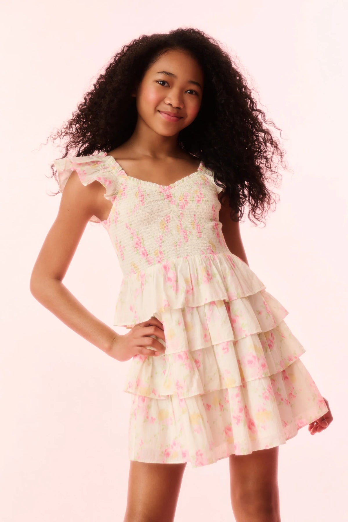 Girls Linoette Cotton Floral Dress
