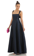 Fit and Flare Maxi Dress in Navy