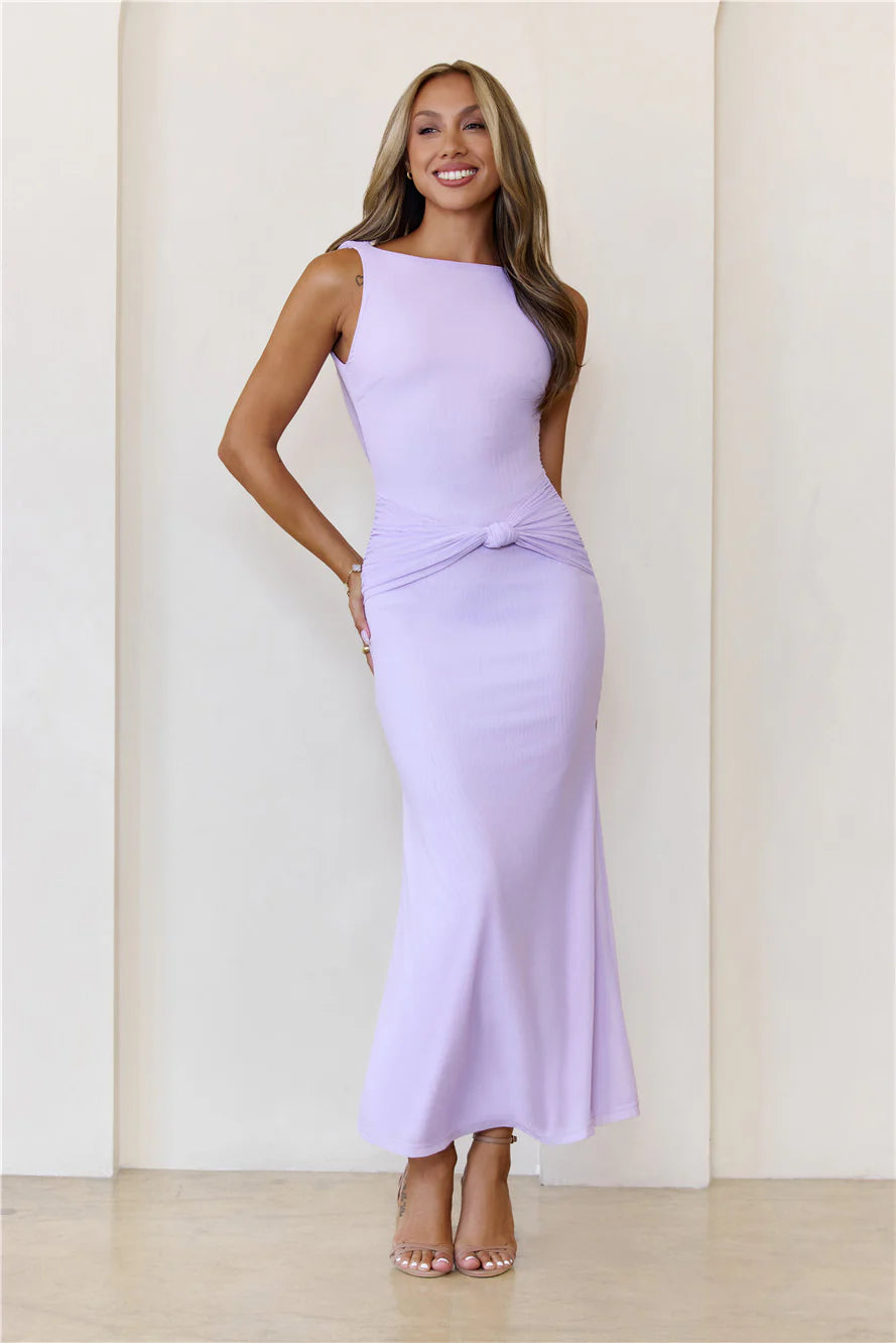 Dusk ‘Til Slay Mesh Maxi Dress Lilac