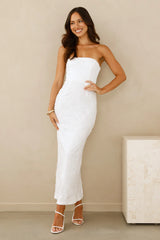 Crowned In Confidence Strapless Maxi Dress White