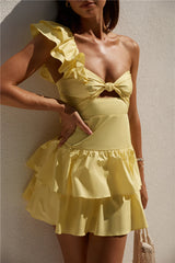 Ruffled Out Mini Dress Yellow