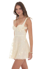 Sequin Embroidered A-Line Dress in Cream
