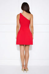 With Flair One Shoulder Mini Dress Red