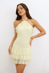 By The Cabana Halter Mini Dress Yellow