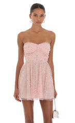 Julia Sequin A-Line Dress in Pink
