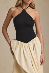 Halterneck A-Line Midaxi Dress in Black