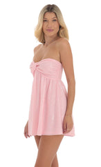 Sequin Babydoll Dress in Pink