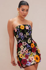 Marcella Embroidered A-Line Mini Dress