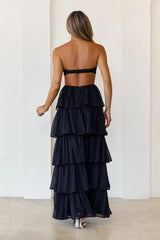Luxe Mode Strapless Maxi Dress Black