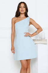 With Flair One Shoulder Mini Dress Blue