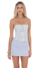 Sequin Draped Waist Dress in Pastel Blue