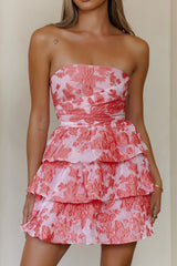 Effortless Edge Strapless Mini Dress Coral
