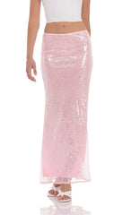 Sequin Maxi Skirt in Pink