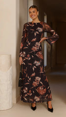 Koah Long Sleeve Maxi Dress - Flower Print