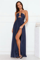 Hibiscus Hues Halter Maxi Dress