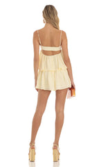 Satin Ruffle Dress in Yellow