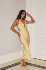 Gold Romance Halter Satin Maxi Dress