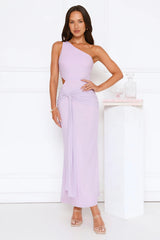 Style Capital One Shoulder Mesh Maxi Dress