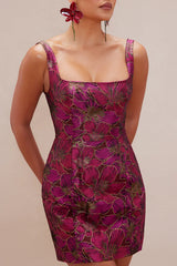 Mollie Jacquard Mini Dress - Magenta