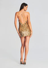 Saros Feather Sequin Crochet Dress