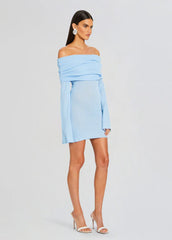 Galli Rib Knit Mini Dress Powder Blue