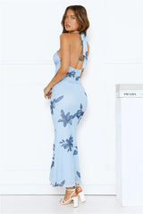 Petal Dusk Mesh Halter Maxi Dress