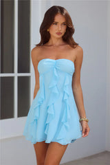 Imagine It Strapless Mini Dress Blue